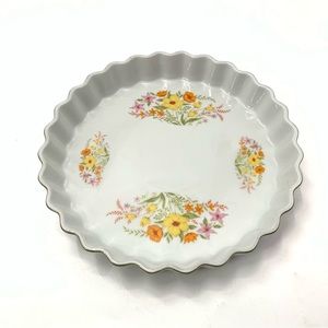 VINTAGE OVEN TO TABLEWEAR Quiche/Tart Plate Floral  Cottagecore Made In Japan